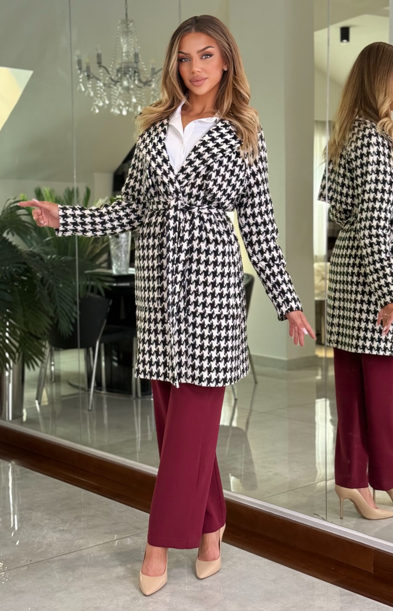 Płaszcz Vivianne Houndstooth Black — zdjęcie 10