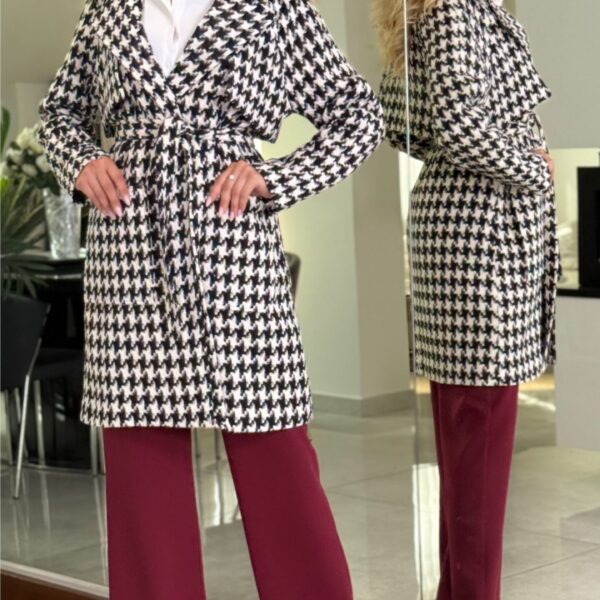 Płaszcz Vivianne Houndstooth Black — zdjęcie 5