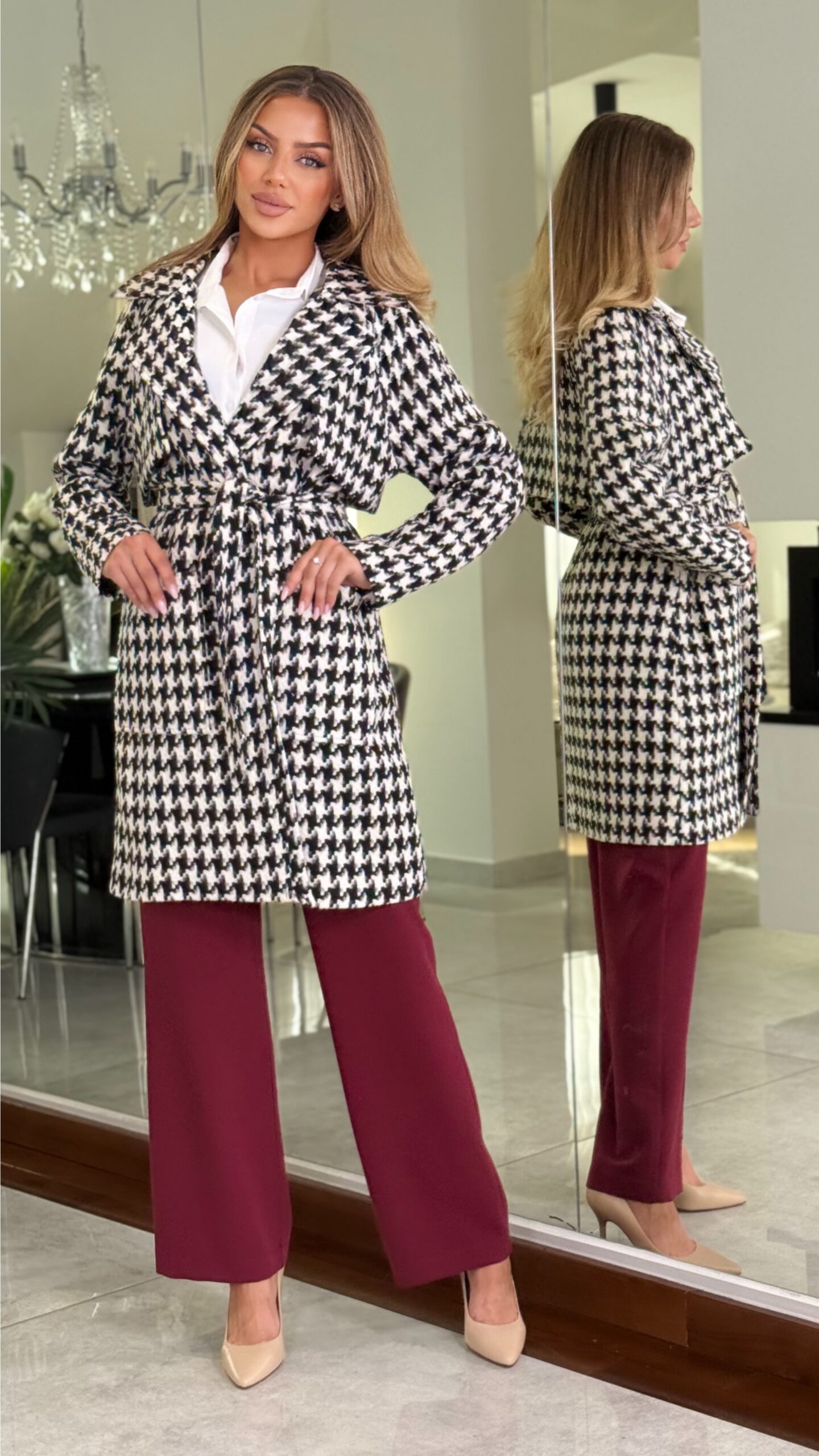 Płaszcz Vivianne Houndstooth Black — zdjęcie 5