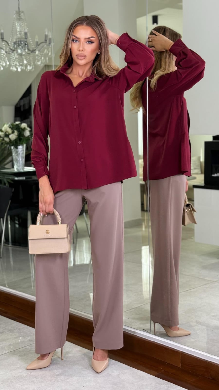 Bluzka koszulowa Bordeaux Classy — zdjęcie 3