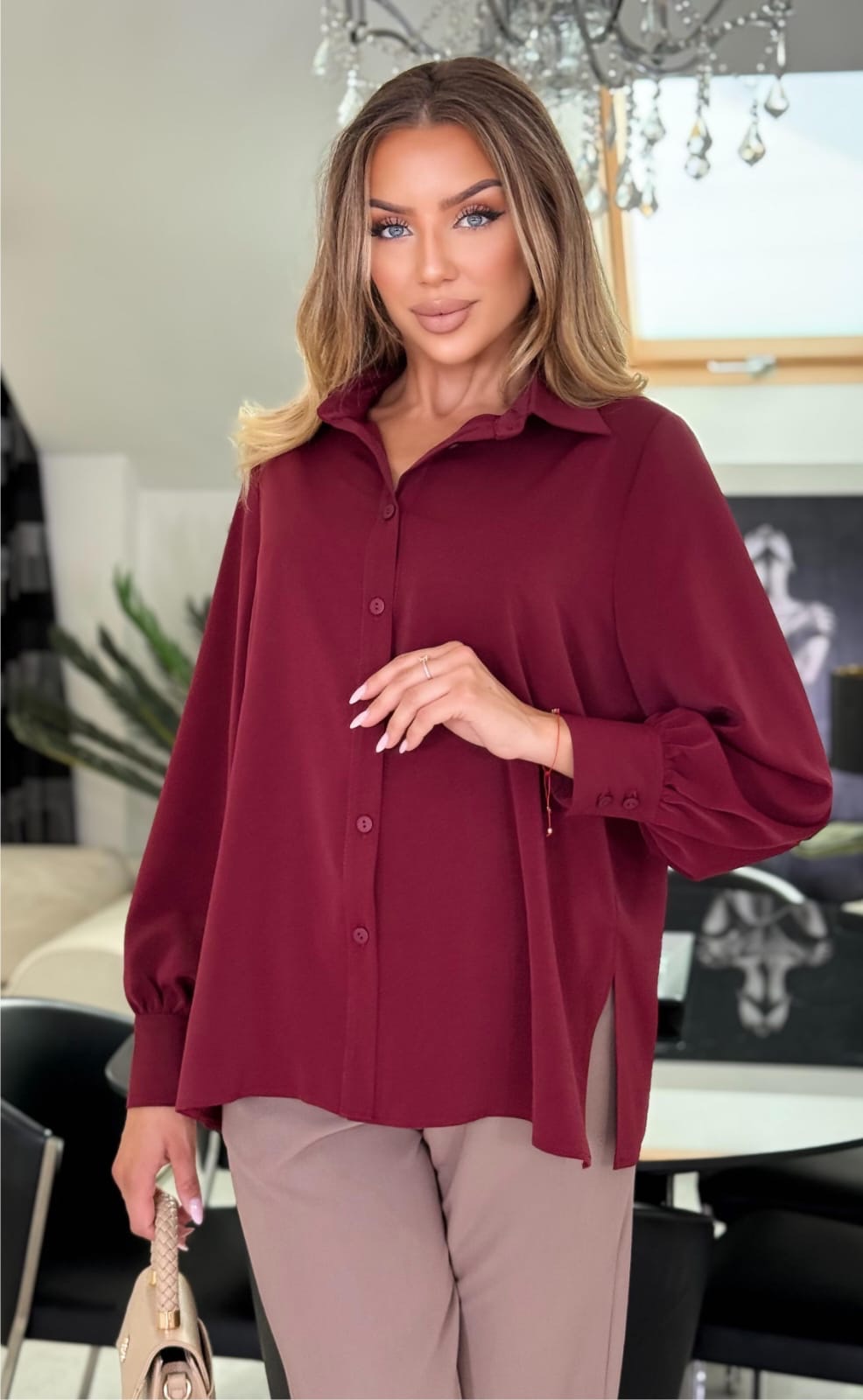 Bluzka koszulowa Bordeaux Classy