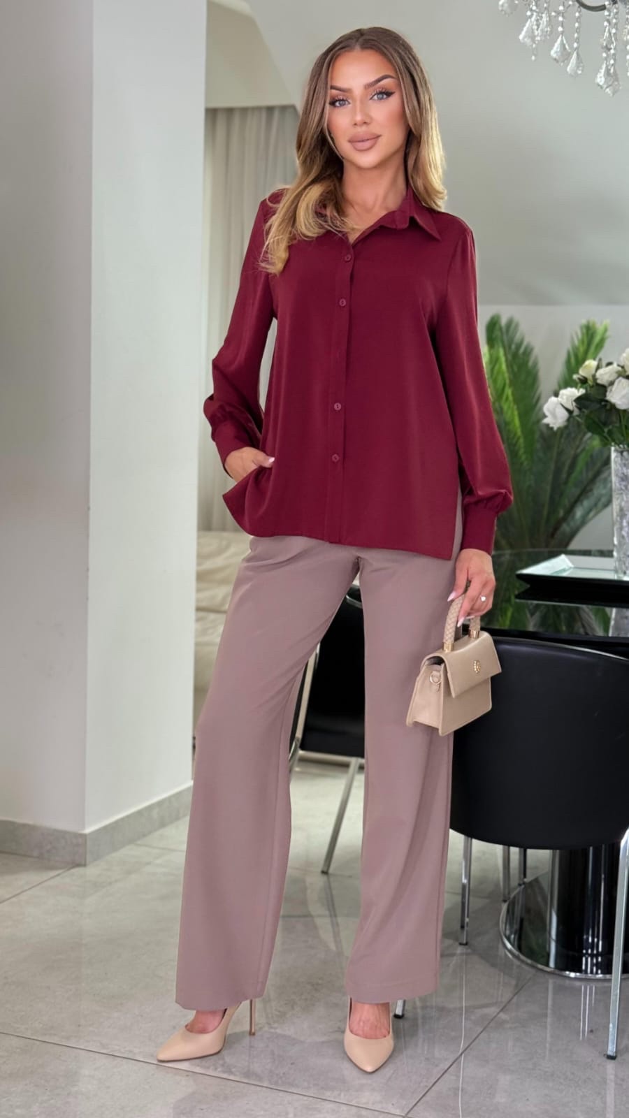 Bluzka koszulowa Bordeaux Classy — zdjęcie 5