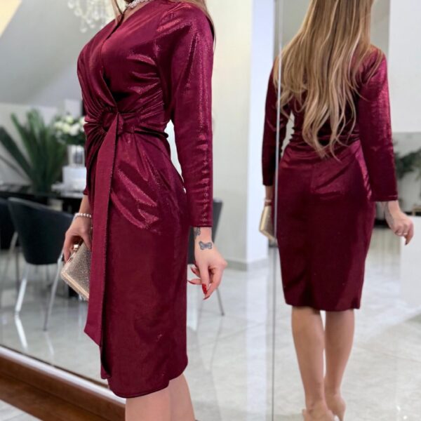 Sukienka Bordeaux Draped Midi — zdjęcie 5
